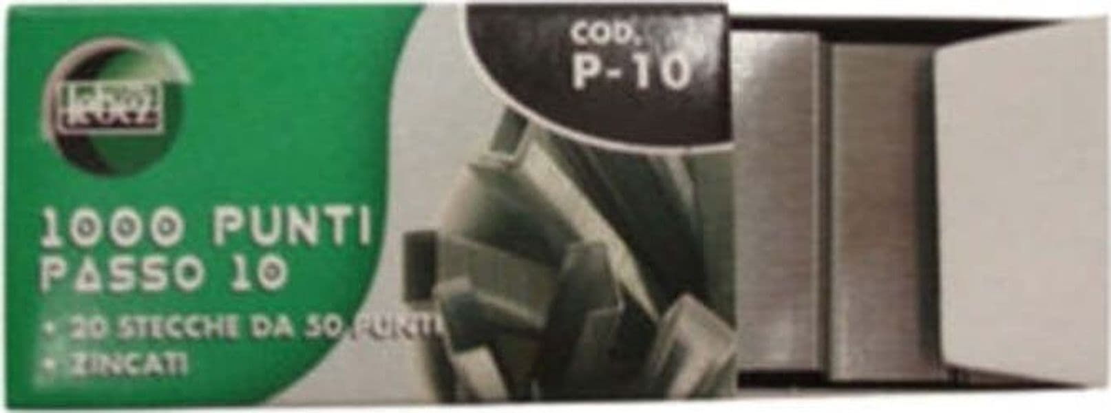 Punti zincati P10 - passo 10 - 9-4 - metallo - Lebez - 20 conf. da 1000 punti Cancelleria e prodotti per ufficio/Archivio ufficio e accessori per scrivania/Spillatrici e perforatrici/Graffette Eurocartuccia - Pavullo, Commerciovirtuoso.it