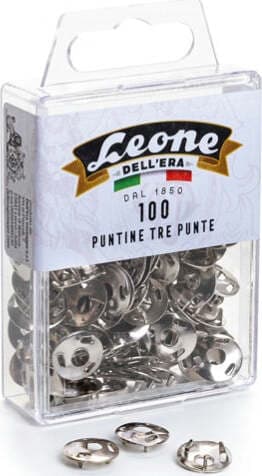 Puntine - 3 punte temperate e nichelate - Leone - conf. 100 pezzi Cancelleria e prodotti per ufficio/Archivio ufficio e accessori per scrivania/Nastri colle elastici e graffette/Puntine e ganci Eurocartuccia - Pavullo, Commerciovirtuoso.it