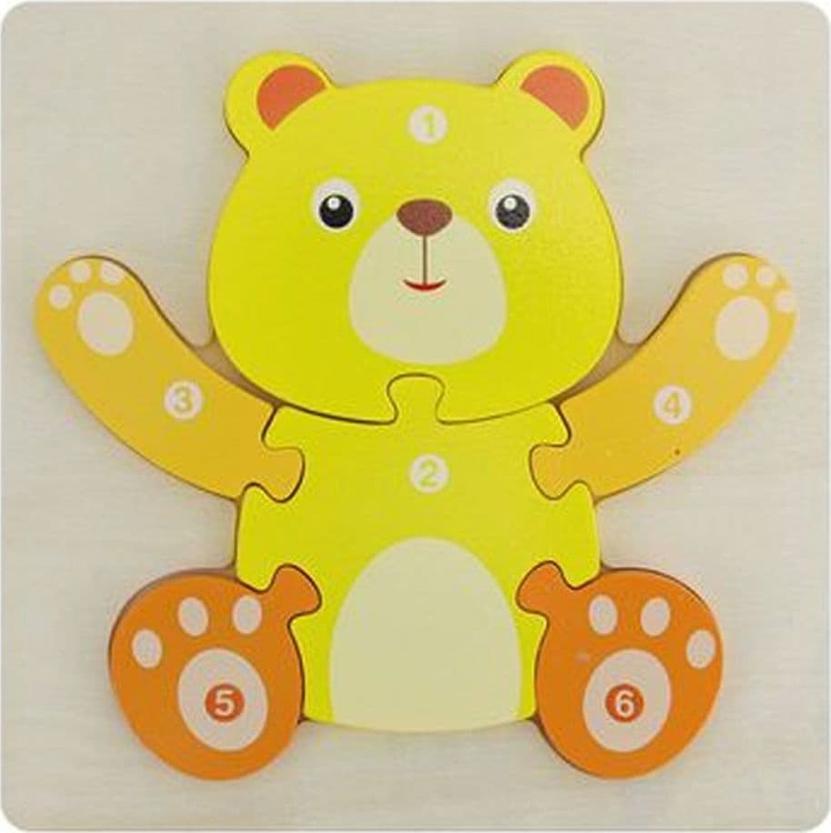 PUZZLE 3D BLOCCHI LEGNO FORMA DI ORSO EDUCATIVO COLORATO GIOCO BAMBINI ANIMALI