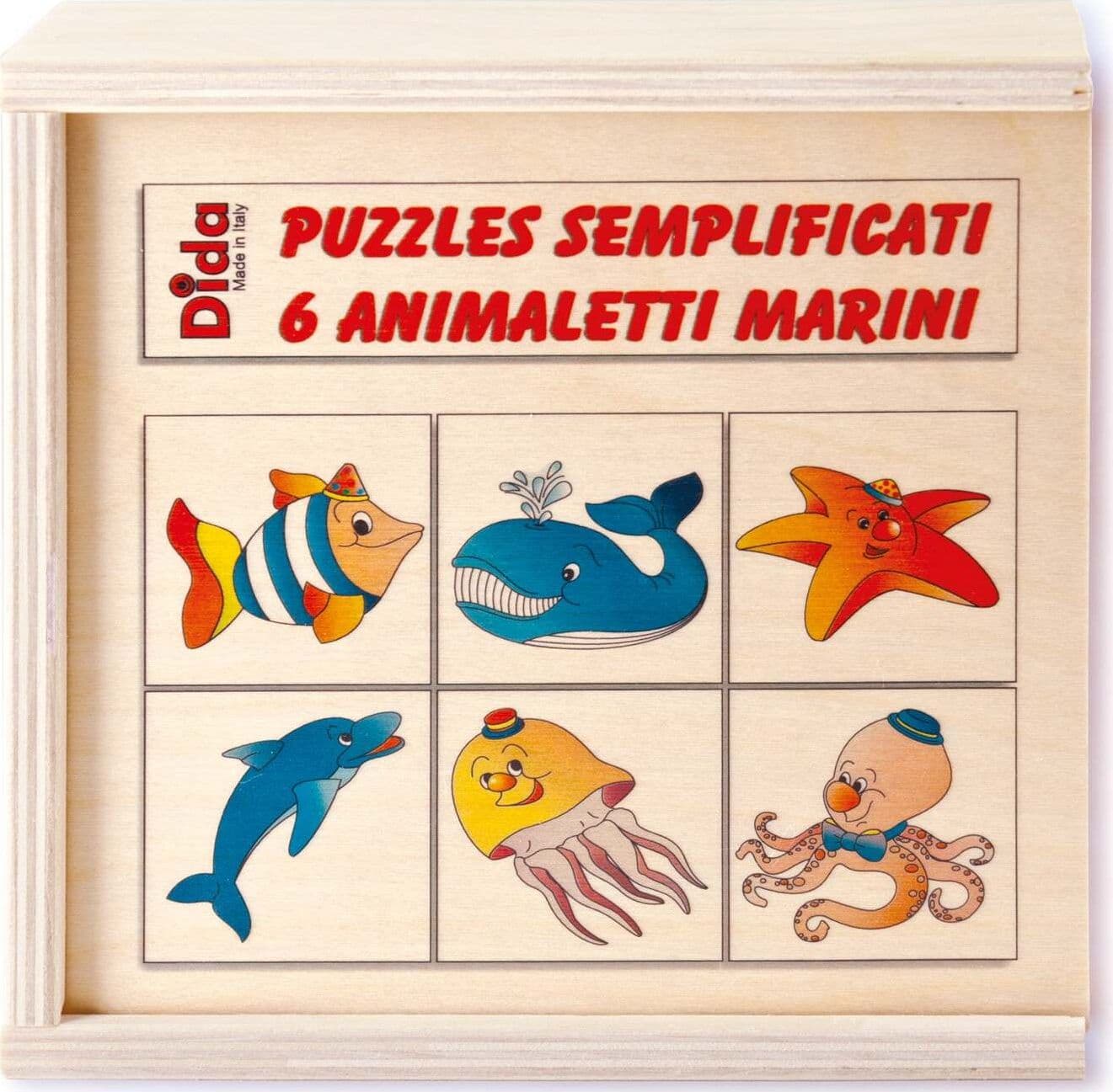 Puzzle Semplificato - Animali Marini (6 Tavole) in Legno Gioco per Bambini Dida in Puzzle di legno Dida - Ragusa, commercioVirtuoso.it