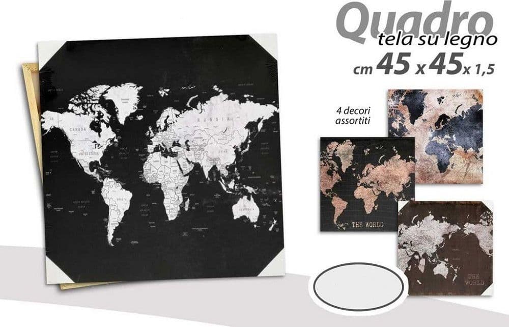 Quadro Quadretto Decorativo 45x45x1,5cm Tela Su Legno Deluxe 4 Decori Ass 834790 Casa e cucina/Organizzazione interni/Contenitori e barattoli da cucina/Vasetti e barattoli per conserve/Barattoli Trade Shop italia - Napoli, Commerciovirtuoso.it