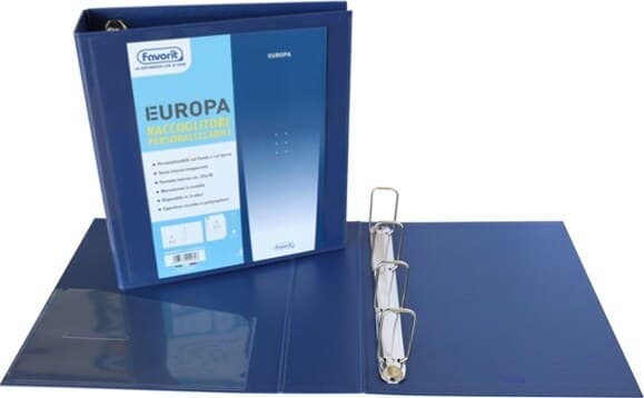 Raccoglitore personalizzabile Europa - 4 anelli quadri 65 mm - dorso 8 cm - 22x30 cm - blu - Favorit Cancelleria e prodotti per ufficio/Archivio ufficio e accessori per scrivania/Raccoglitori e accessori per raccoglitori/Raccoglitori/Raccoglitori a leva per documenti Eurocartuccia - Pavullo, Commerciovirtuoso.it