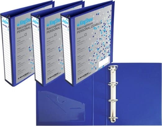 Raccoglitore personalizzabile KingShow - 4 anelli a D 40 mm - dorso 5 cm - 22x30 cm - blu -Starline Cancelleria e prodotti per ufficio/Archivio ufficio e accessori per scrivania/Raccoglitori e accessori per raccoglitori/Raccoglitori/Raccoglitori a leva per documenti Eurocartuccia - Pavullo, Commerciovirtuoso.it