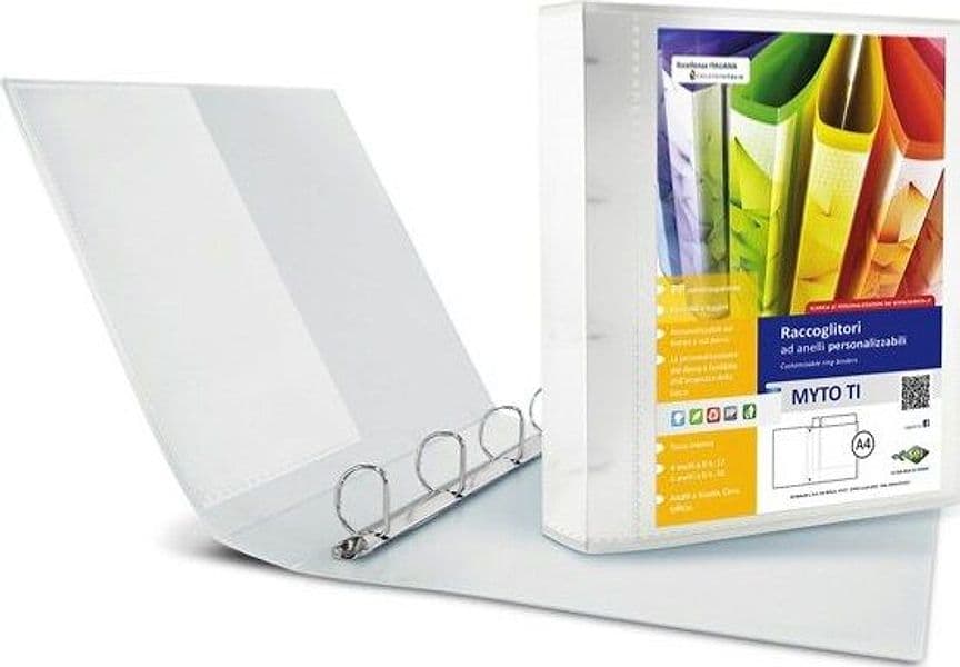 Raccoglitore personalizzabile Myto TI - 4 anelli a D 17 mm - dorso 2 5 cm - 22x30 cm - neutro - Sei Rota Cancelleria e prodotti per ufficio/Archivio ufficio e accessori per scrivania/Raccoglitori e accessori per raccoglitori/Raccoglitori/Raccoglitori a leva per documenti Eurocartuccia - Pavullo, Commerciovirtuoso.it