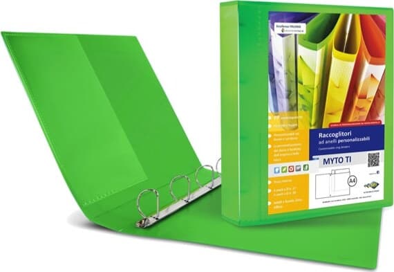 Raccoglitore personalizzabile Myto TI - 4 anelli a D 17 mm - dorso 2 5 cm - 22x30 cm - verde - Sei Rota Cancelleria e prodotti per ufficio/Archivio ufficio e accessori per scrivania/Raccoglitori e accessori per raccoglitori/Raccoglitori/Raccoglitori a leva per documenti Eurocartuccia - Pavullo, Commerciovirtuoso.it