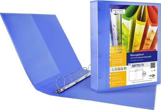 Raccoglitore personalizzabile Myto TI - 4 anelli a D 30 mm - dorso 4 cm - 22x30 cm - blu - Sei Rota Cancelleria e prodotti per ufficio/Archivio ufficio e accessori per scrivania/Raccoglitori e accessori per raccoglitori/Raccoglitori/Raccoglitori a leva per documenti Eurocartuccia - Pavullo, Commerciovirtuoso.it