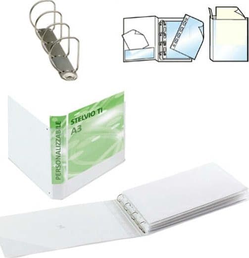 Raccoglitore personalizzabile Stelvio TI - 4 anelli a D 25 mm - 42x30 cm (album) - bianco - Sei Rota Cancelleria e prodotti per ufficio/Archivio ufficio e accessori per scrivania/Raccoglitori e accessori per raccoglitori/Raccoglitori/Raccoglitori a leva per documenti Eurocartuccia - Pavullo, Commerciovirtuoso.it