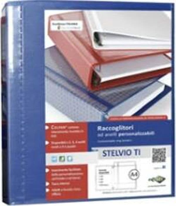 Raccoglitore personalizzabile Stelvio TI - 4 anelli a D 40 mm - dorso 5 5 cm - 22 x 30 cm - blu - Sei Rota Cancelleria e prodotti per ufficio/Archivio ufficio e accessori per scrivania/Raccoglitori e accessori per raccoglitori/Raccoglitori/Raccoglitori a leva per documenti Eurocartuccia - Pavullo, Commerciovirtuoso.it