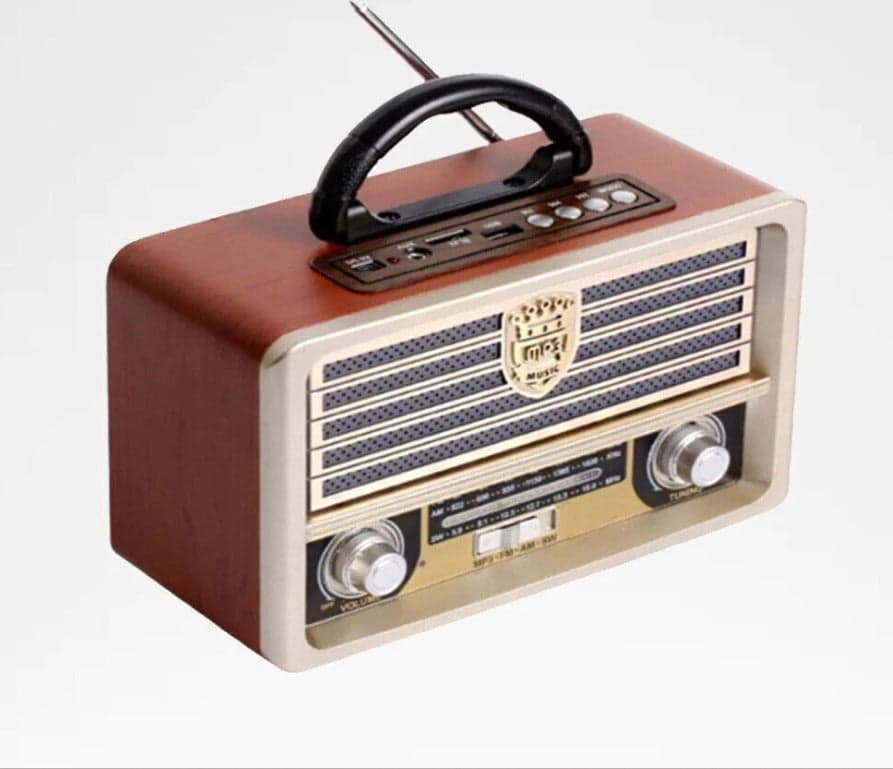 Radio-Portatile-Musica-Sveglia-Design-Retro-Stile-Usa-Vintage-Usb-Fm/am