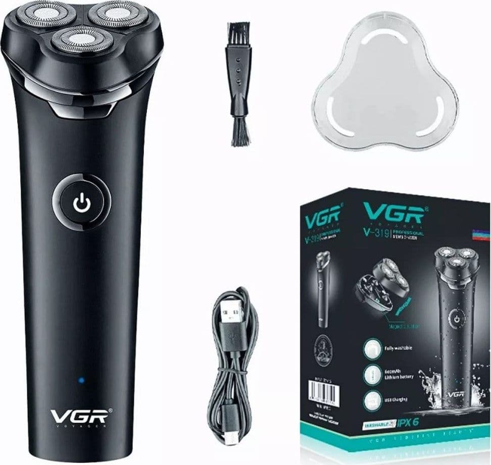 VGR V-319 Rasoio Professionale 3D Rotary Shaver Barber Impermeabile USB