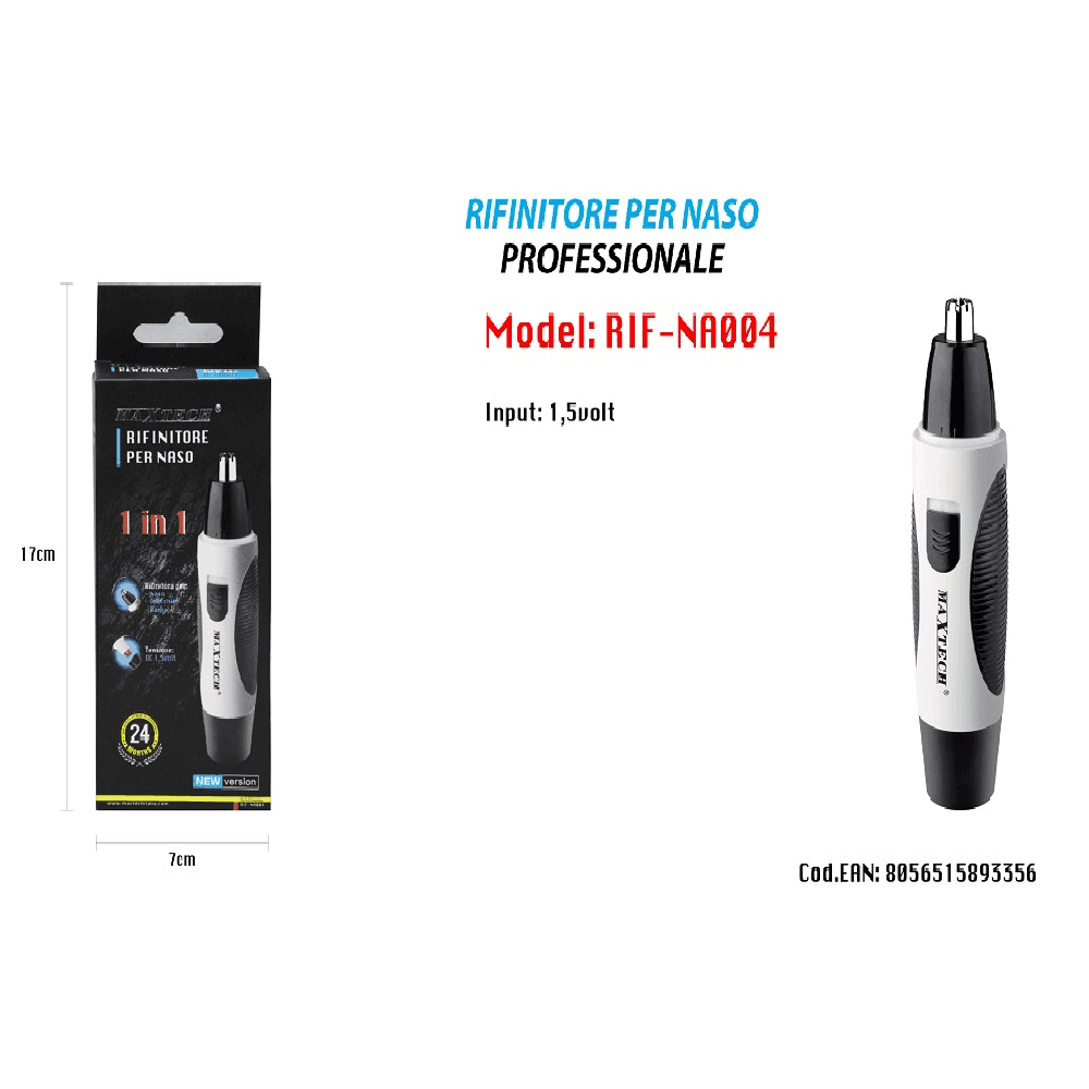 Rasoio Rifinitore Per Peli Naso Orecchie Barba Uomo Maxtech Rif-na004 Salute e cura della persona/Rasatura epilazione e rimozione peli/Regolabarba tagliacapelli e rasoi per il corpo/Regolarbarba e rifinitori Trade Shop italia - Napoli, Commerciovirtuoso.it