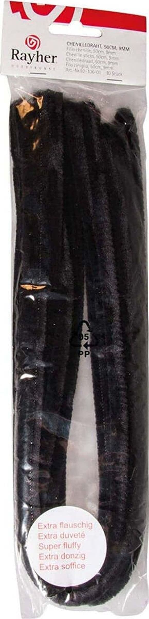 RAYHER---10-FILI-IN-CINIGLIA-50CM-9MM-NERO