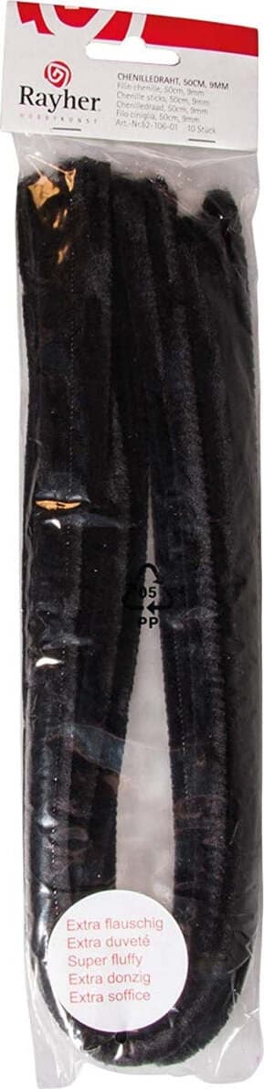 RAYHER---10-FILI-IN-CINIGLIA-50CM-9MM-NERO