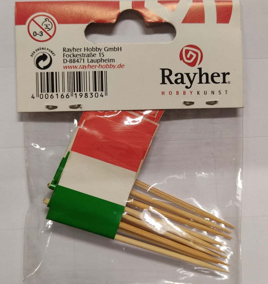 RAYHER - 10 PEZZI - BANDIERINA ITALIA 6,6CM