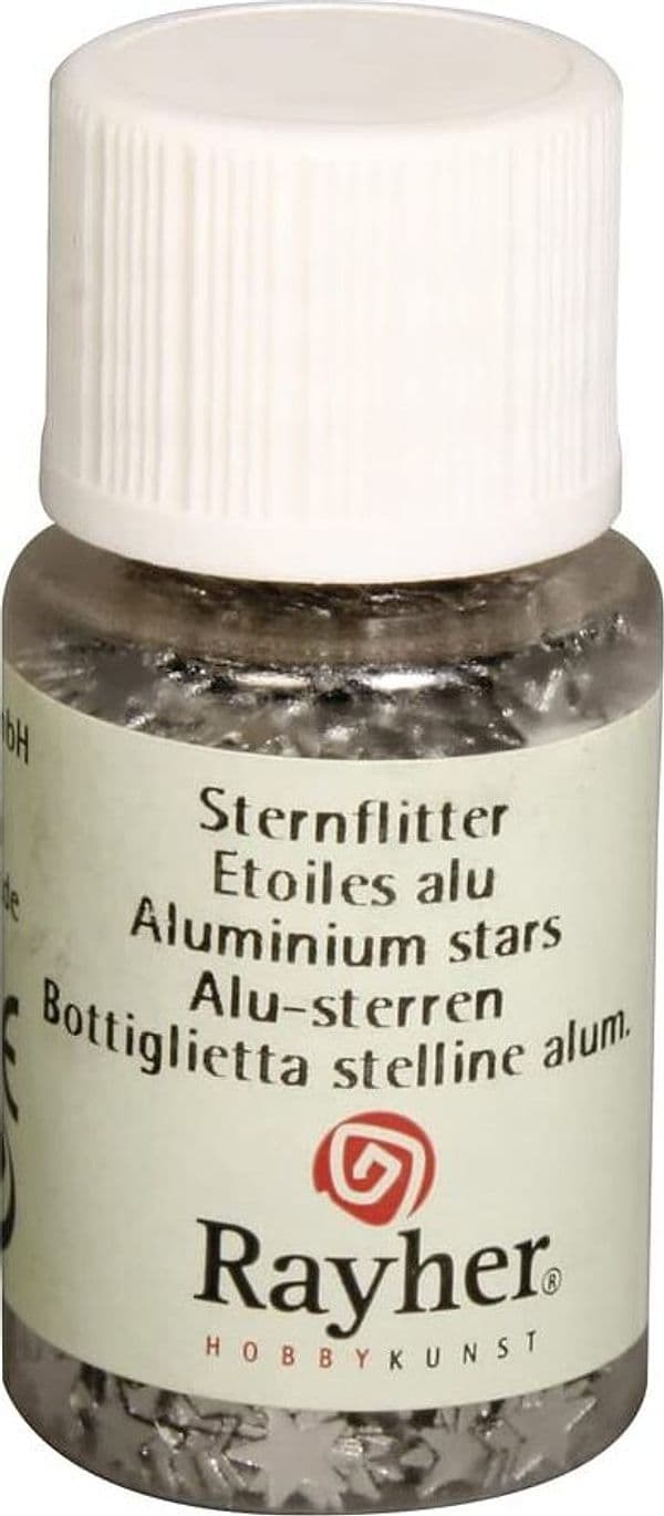 RAYHER---10ml---PAILLETTES-CON-FORMA-A-STELLA-IN-ALLUMINIO---COLORE-ARGENTO
