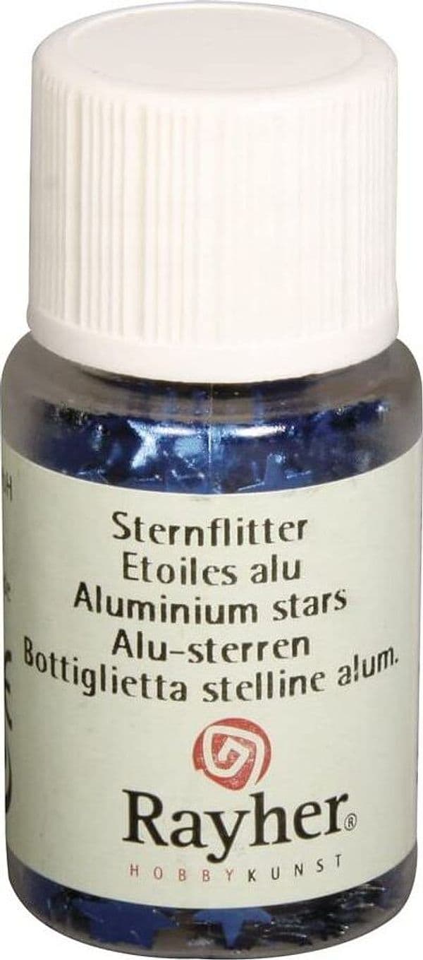 RAYHER---10ml---PAILLETTES-CON-FORMA-A-STELLA-IN-ALLUMINIO---COLORE-BLU
