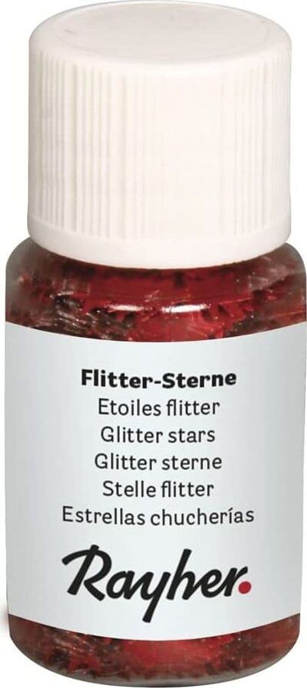 RAYHER---10ml---PAILLETTES-CON-FORMA-A-STELLA-IN-ALLUMINIO---COLORE-ROSSO