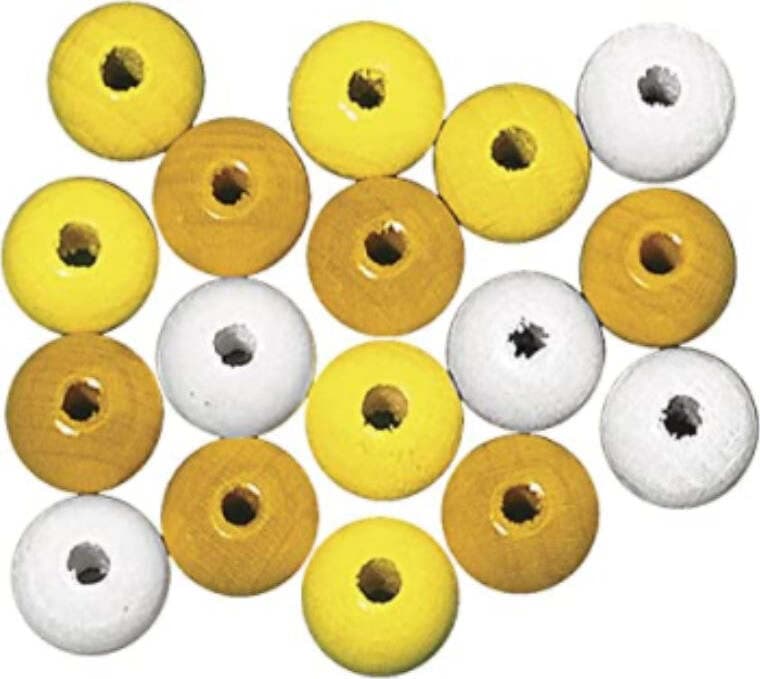RAYHER---115-PEZZI---PERLINE-IN-LEGNO-LUCIDO-RESISTENTI-Ø6MM---COLORE-GIALLO/ORO/BIANCO