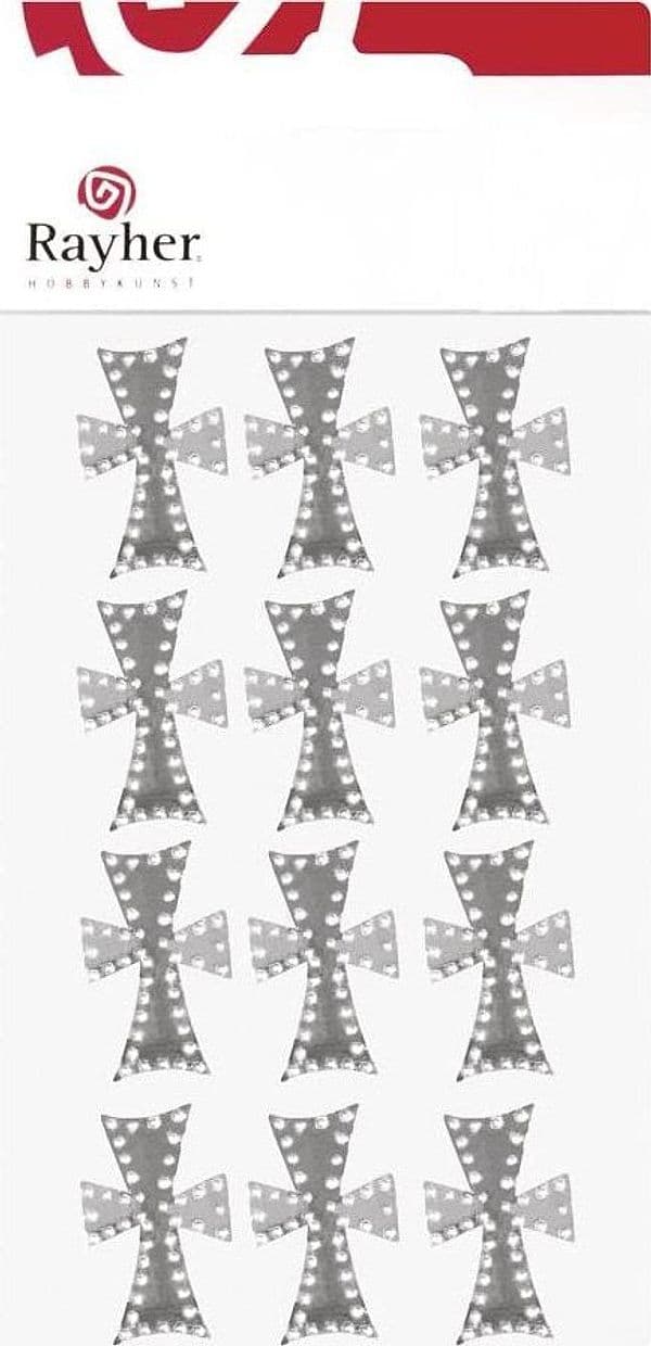 RAYHER---12-PEZZI---CROCE-METALLO-CON-BOLLINO-ADESIVO-2,7X1,8CM
