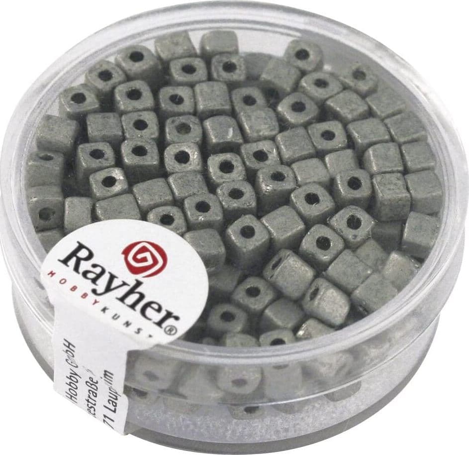 RAYHER---15gr---DADI-METALLIZZATI-OPACHI-3,4X3,4MM---COLORE-ANTRACITE