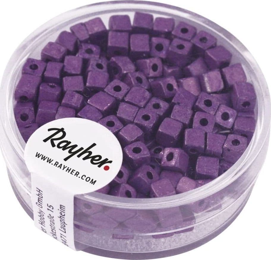 RAYHER---15gr---DADI-METALLIZZATI-OPACHI-3,4X3,4MM---COLORE-VIOLA