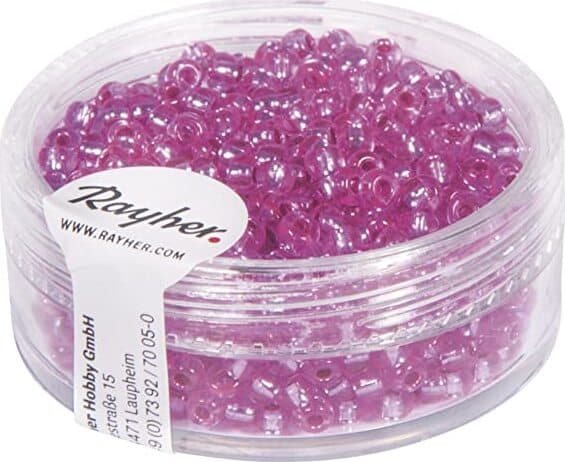 RAYHER---16-GRAMMI---PERLINE-IN-VETRO-ROTONDE-CON-FORO-ARGENTATO-Ø2,6MM---COLORE-ROSA-ACCESO