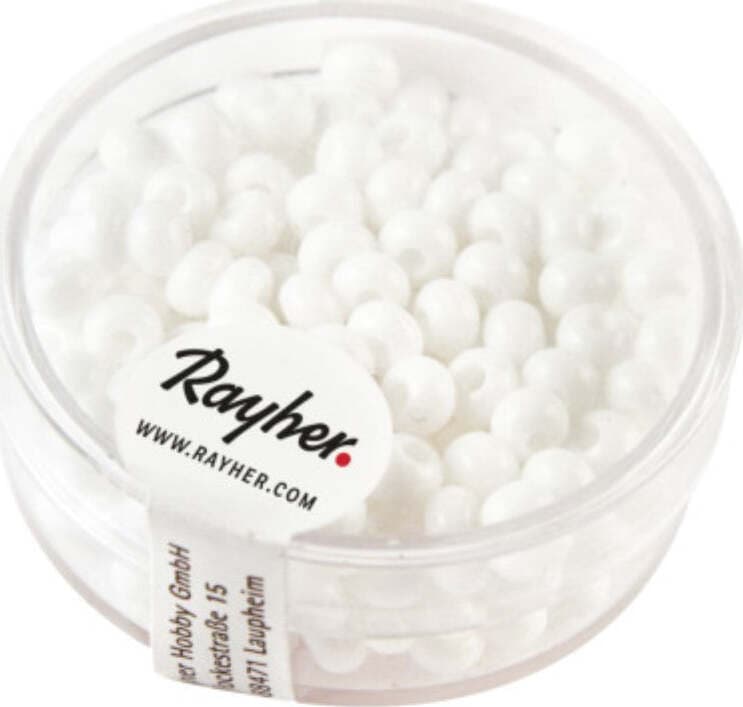 RAYHER---17-GRAMMI---PERLE-INDIANE-IN-VETRO-Ø4,5MM---COLORE-BIANCO