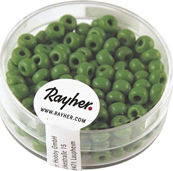 RAYHER---17-GRAMMI---PERLE-INDIANE-IN-VETRO-Ø4,5MM---COLORE-VERDE