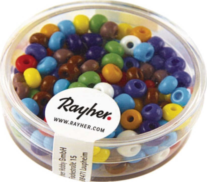 RAYHER---17-GRAMMI---PERLE-INDIANE-IN-VETRO-Ø4,5MM---COLORI-ASSORTITI