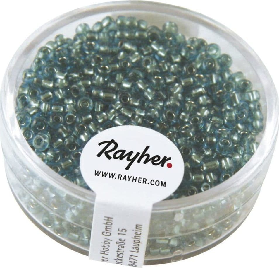 RAYHER---17-GRAMMI---PERLINE-IN-VETRO-ROTONDE-CON-FORO-ARGENTATO-Ø2MM---COLORE-TURCHESE