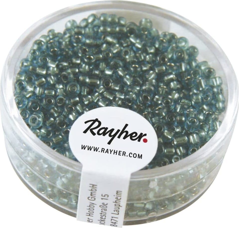 RAYHER---17-GRAMMI---PERLINE-IN-VETRO-ROTONDE-CON-FORO-ARGENTATO-Ø2MM---COLORE-TURCHESE