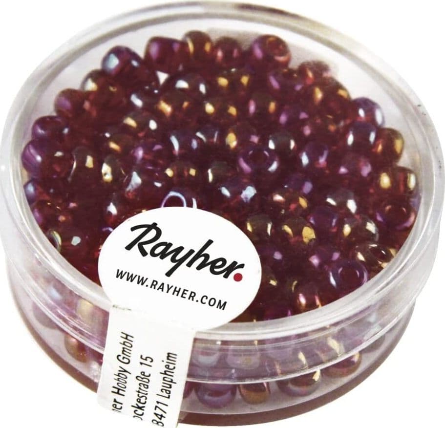 RAYHER---17-GRAMMI---PERLINE-IN-VETRO-ROTONDE-CON-FORO-ARGENTATO-Ø4MM---COLORE-ROSSO-VINO