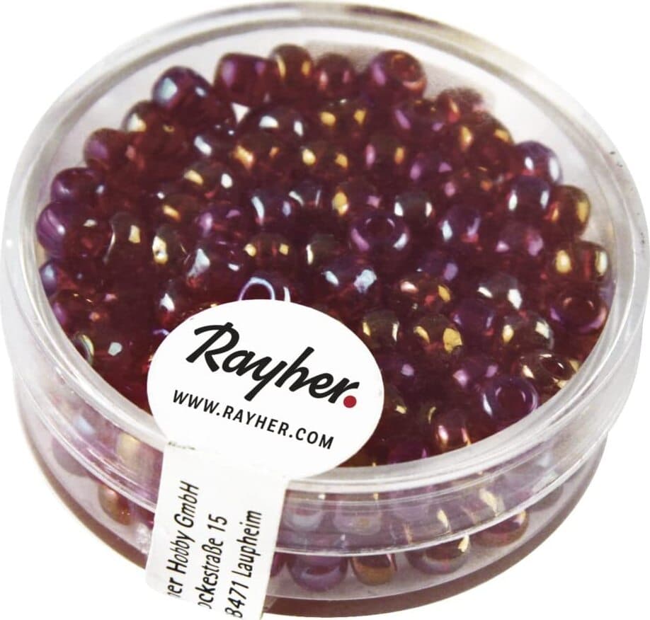 RAYHER---17-GRAMMI---PERLINE-IN-VETRO-ROTONDE-CON-FORO-ARGENTATO-Ø4MM---COLORE-ROSSO-VINO