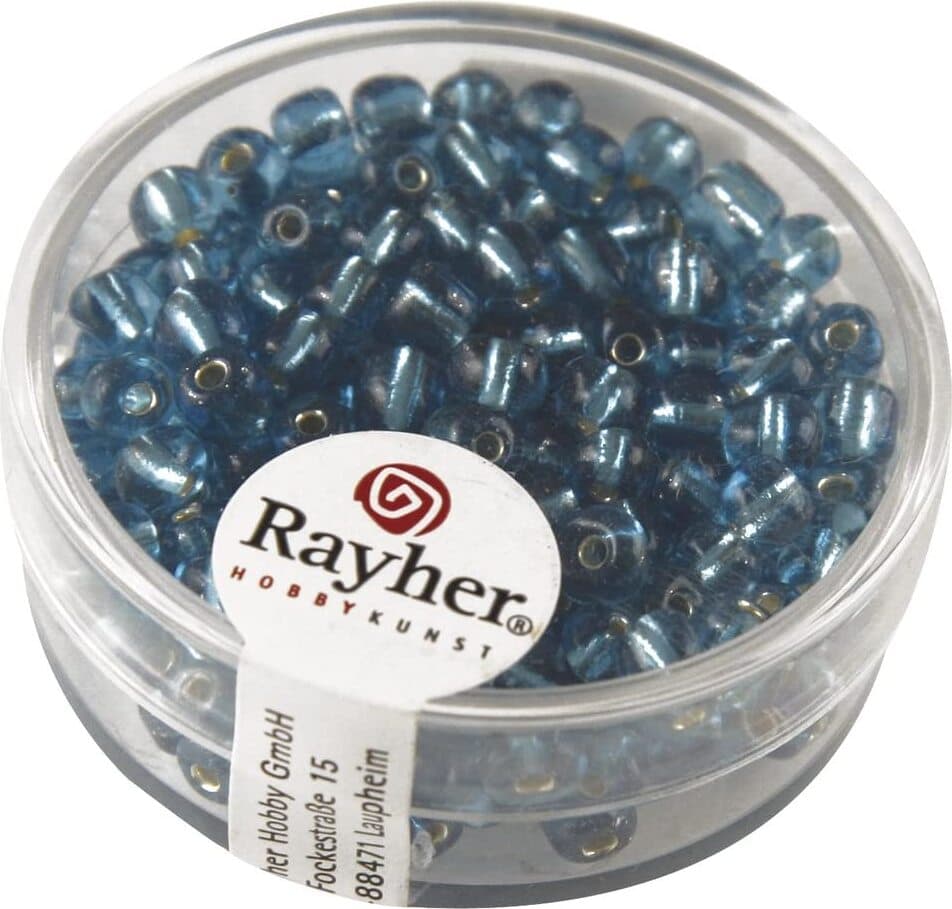 RAYHER---17-GRAMMI---PERLINE-IN-VETRO-ROTONDE-CON-FORO-ARGENTATO-Ø4MM---COLORE-TURCHESE