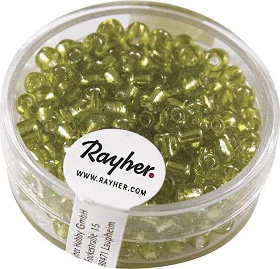 RAYHER---17-GRAMMI---PERLINE-IN-VETRO-ROTONDE-CON-FORO-ARGENTATO-Ø4MM---COLORE-VERDE