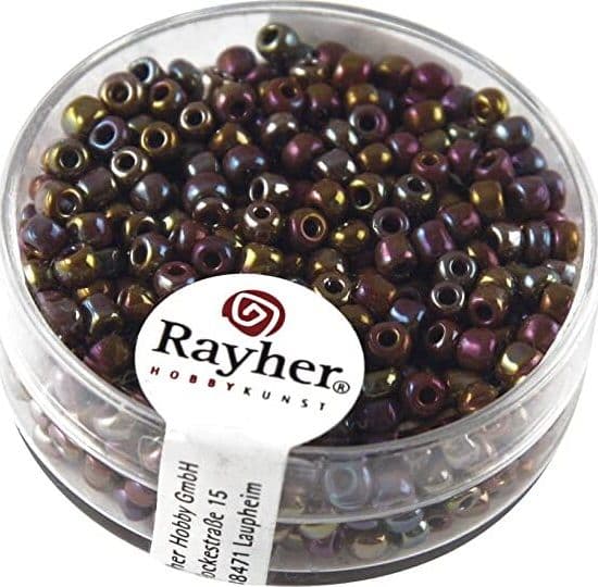 RAYHER---17-GRAMMI---PERLINE-IN-VETRO-ROTONDE-OPACHE-LUSTRATE-FORO-Ø2,6MM---COLORE-IRIDESCENTE