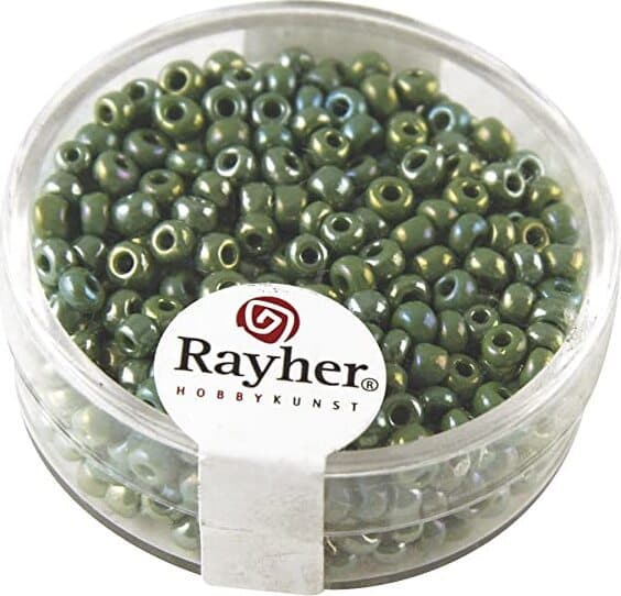 RAYHER---17-GRAMMI---PERLINE-IN-VETRO-ROTONDE-OPACHE-LUSTRATE-FORO-Ø2,6MM---COLORE-VERDE-SCURO