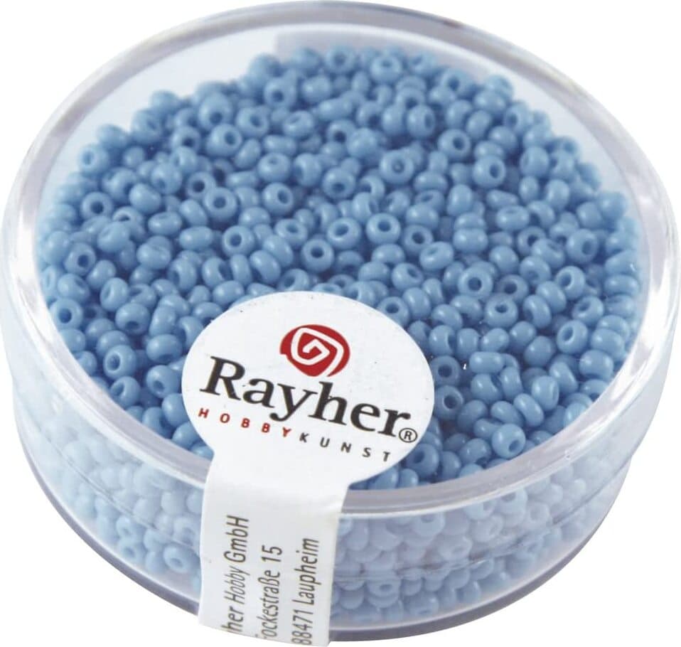 RAYHER---17-GRAMMI---PERLINE-IN-VETRO-ROTONDE-OPACHE-LUSTRATE-FORO-Ø2MM---COLORE-CELESTE