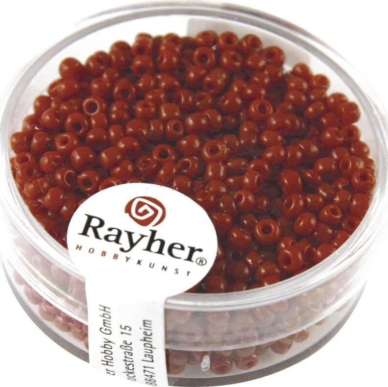 RAYHER---17-GRAMMI---PERLINE-IN-VETRO-ROTONDE-OPACHE-LUSTRATE-FORO-Ø2MM---COLORE-ROSSO