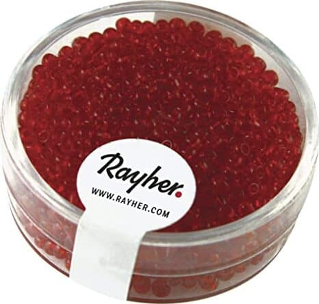 RAYHER---17-GRAMMI---PERLINE-IN-VETRO-ROTONDE-TRASPARENTI-FORO-Ø2MM---COLORE-ROSSO