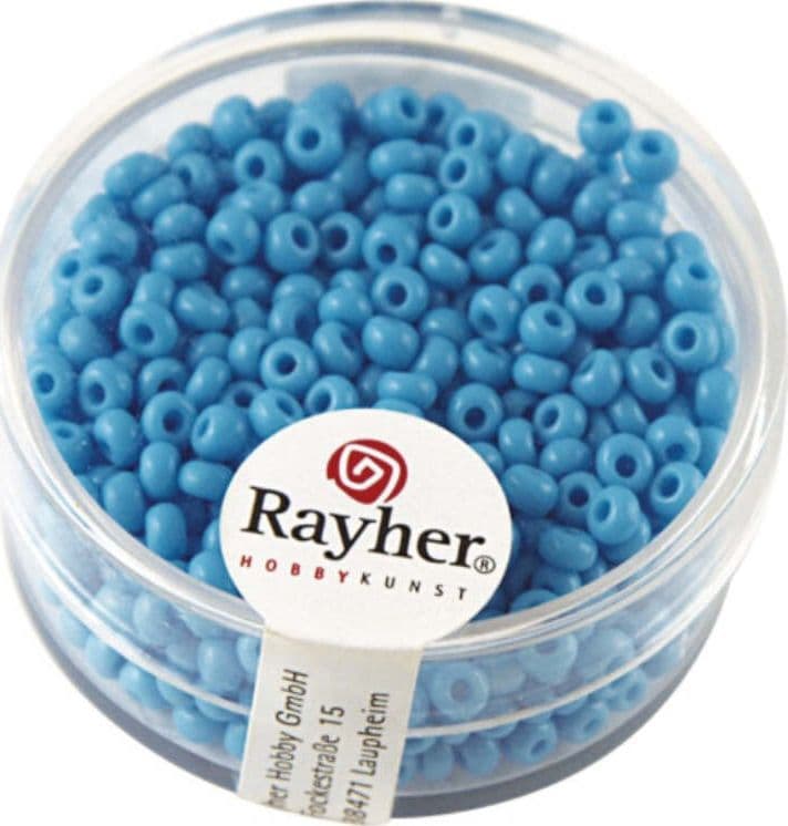 RAYHER---17-GRAMMI---PERLINE-ROTONDE-IN-VETRO-OPACO-Ø2,6MM---COLORE-AZZURRO
