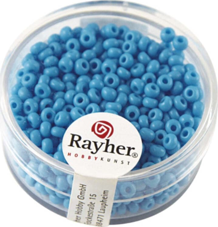 RAYHER---17-GRAMMI---PERLINE-ROTONDE-IN-VETRO-OPACO-Ø2,6MM---COLORE-AZZURRO