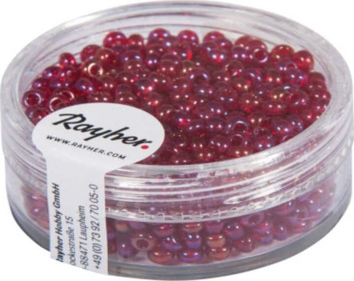 RAYHER - 17 GRAMMI - PERLINE ROTONDE IN VETRO TRASPARENTE Ø2,6MM - COLORE BORDEAUX