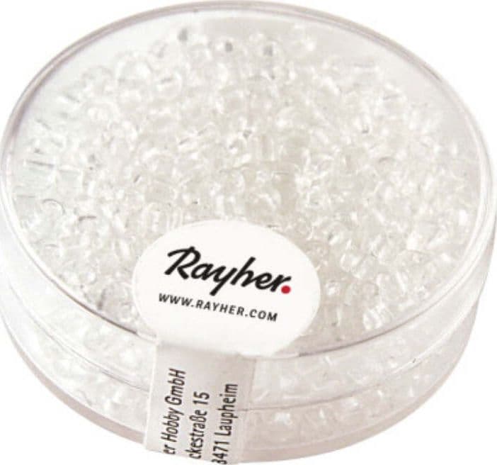 RAYHER---17-GRAMMI---PERLINE-ROTONDE-IN-VETRO-TRASPARENTE-Ø2,6MM---COLORE-CRISTALLO