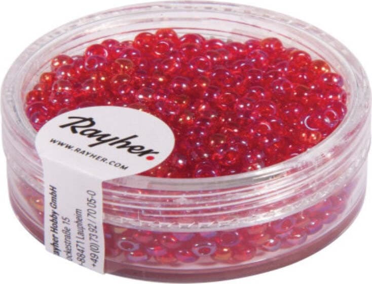 RAYHER---17-GRAMMI---PERLINE-ROTONDE-IN-VETRO-TRASPARENTE-Ø2,6MM---COLORE-ROSSO