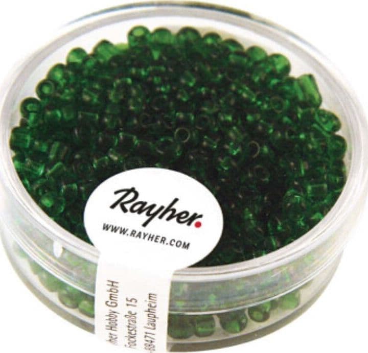 RAYHER---17-GRAMMI---PERLINE-ROTONDE-IN-VETRO-TRASPARENTE-Ø2,6MM---COLORE-VERDE