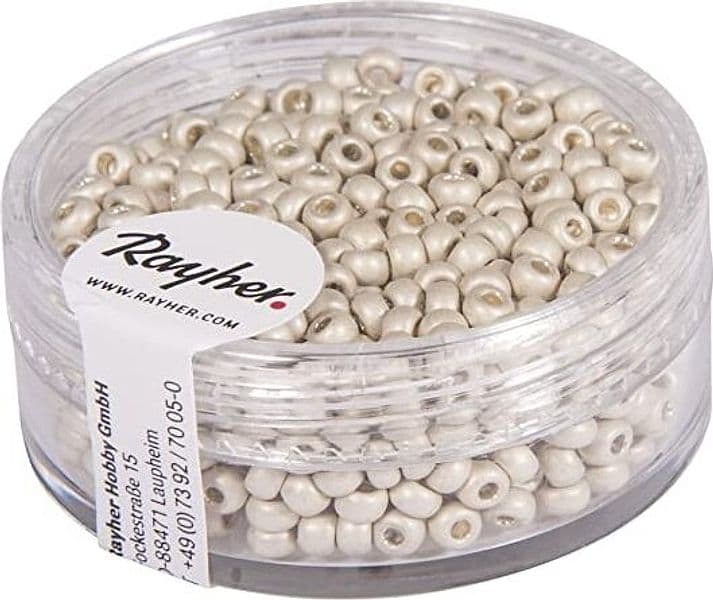 RAYHER---17gr---ROCAILLE-METALLIZZATA-OPACA-Ø2,6MM---COLORE-BIANCO