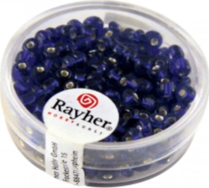 RAYHER---17gr-PERLINE-DI-VETRO-PER-SEMI---BORDO-ARGENTATO-E-COLORE-ESTERNO-BLU-SCURO---4MM