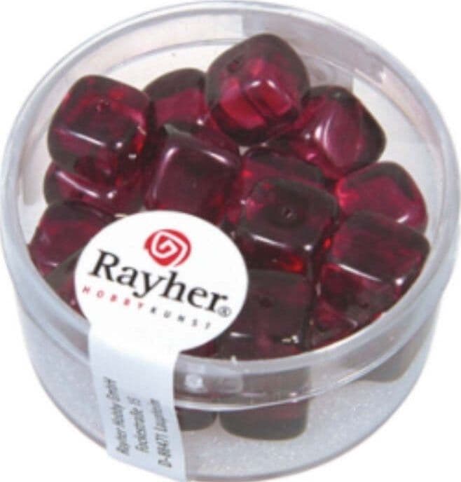 RAYHER---18-PEZZI---PERLE-IN-VETRO-QUADRATE-8X9MM---COLORE-VIOLA