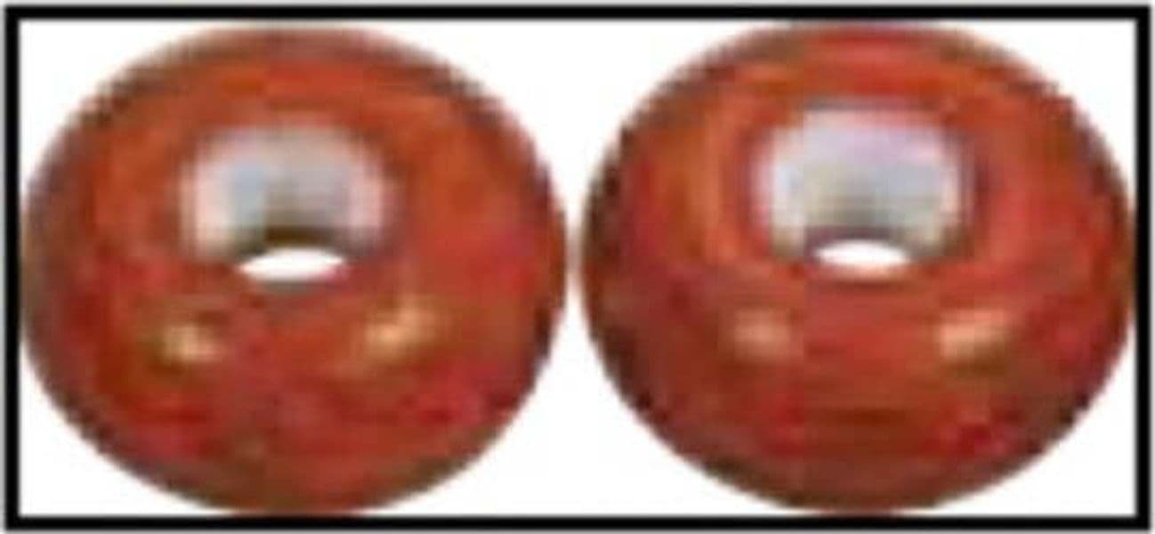 RAYHER---2-PEZZI---PERLINE-IN-VETRO-OPACO-CON-FORO-GRANDE-Ø16MM-L.6-MM---COLORE-ROSSO-CLASSICO